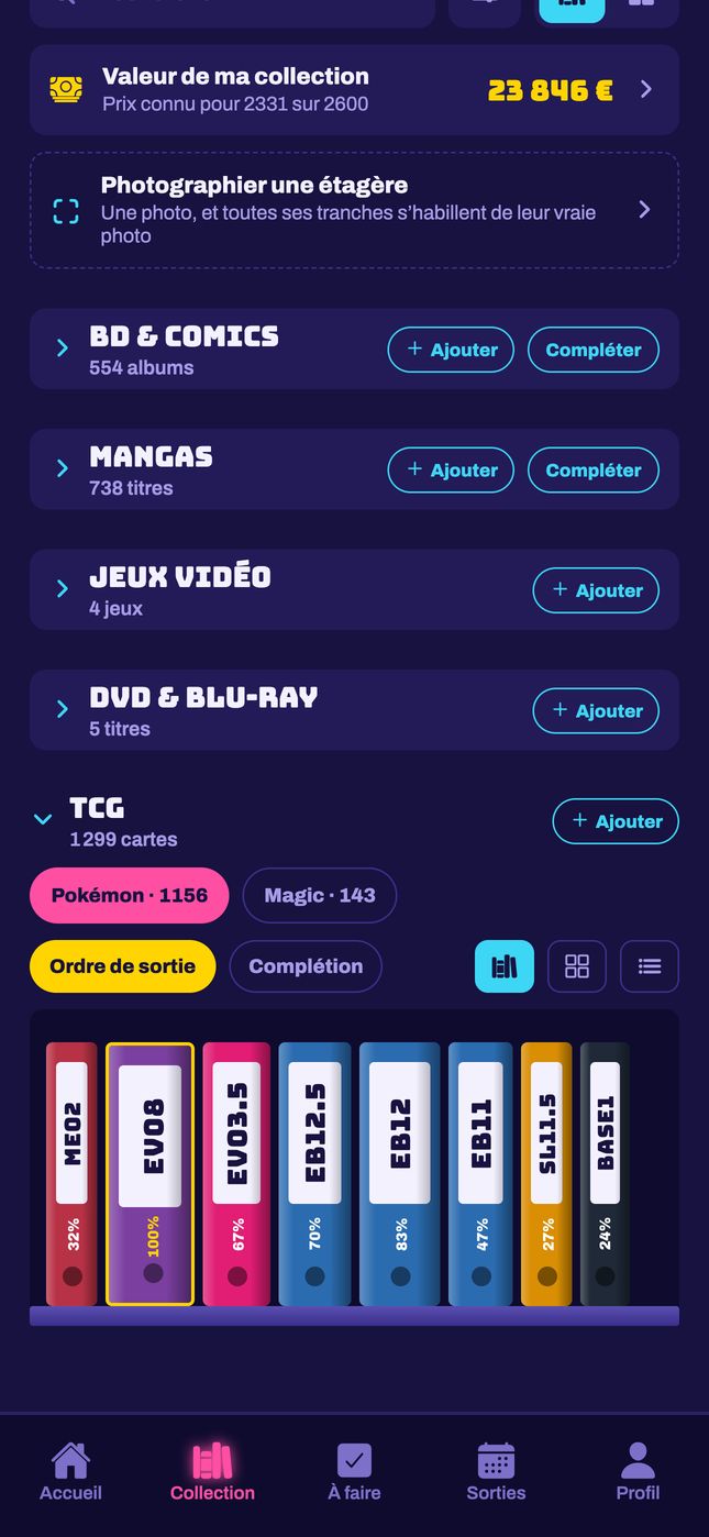 Les classeurs de cartes Pokémon dans l’app
